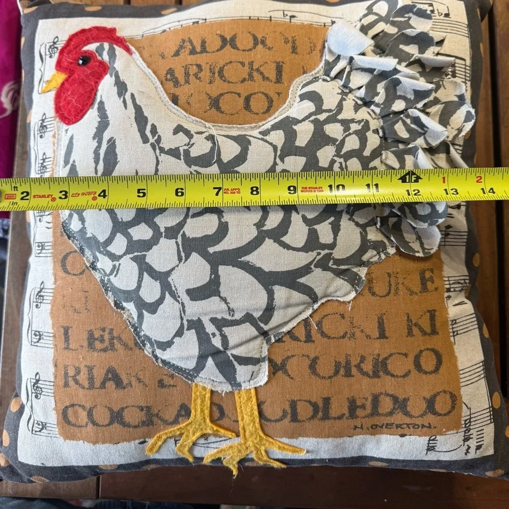 Farmhouse Chicken Pillow Rustic Country Kitchen Rooster Throw Pillow